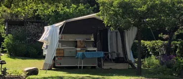 Combi-Camp Country vouwwagen kamperen in eigen tuin