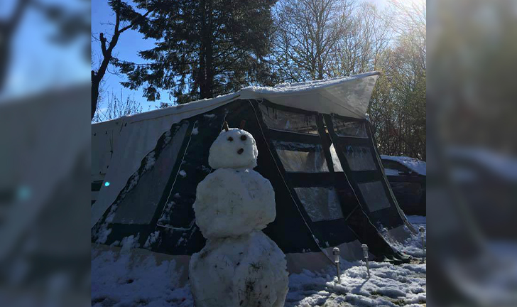 Combi-Camp Country vouwwagen in de sneeuw